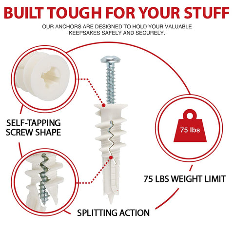 120Pcs #8 Self Drilling Drywall Anchors and Screws Kit