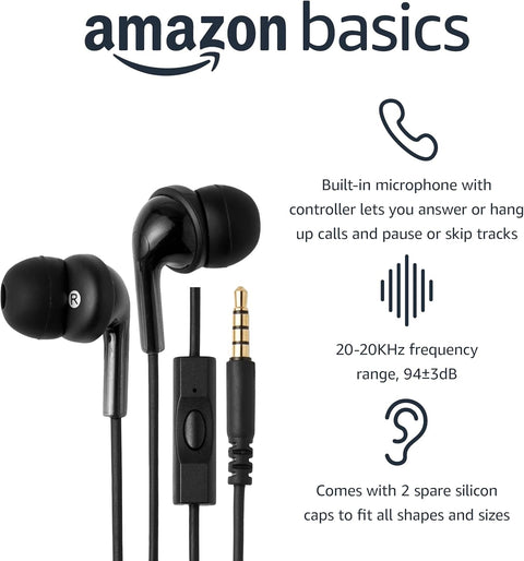 Amazon Basics Wired Earbuds with Microphone