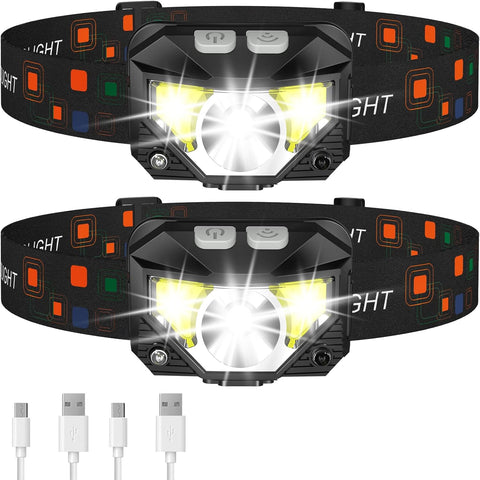 Ultra-Light Waterproof Motion Sensor Headlamp (2-Pack)