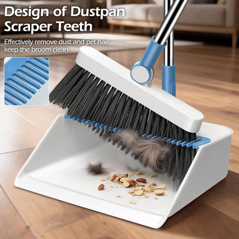 Broom and Dustpan Set,Almcmy Long Handle Broom Dustpan Combo with Floor