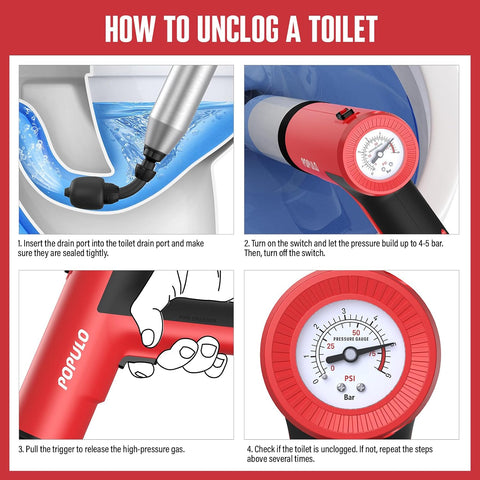 POPULO Electric Toilet Plunger, Air Powered Toilet Clog Remover