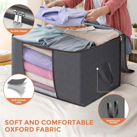 Budding Joy 90L Large Storage Bags, Clothes Storage Bins Foldable