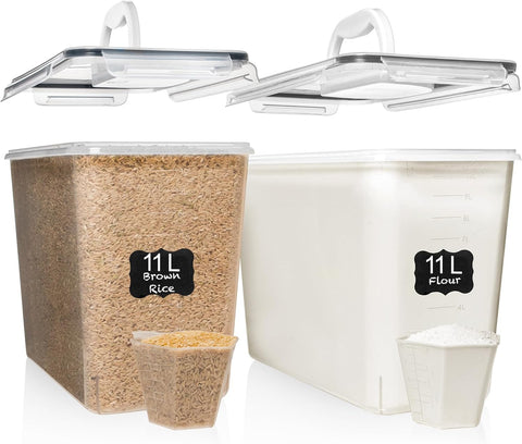 Shazo 2 PC (11L | 372 oz) Flour Sugar Storage Containers with Easy Carry Handle