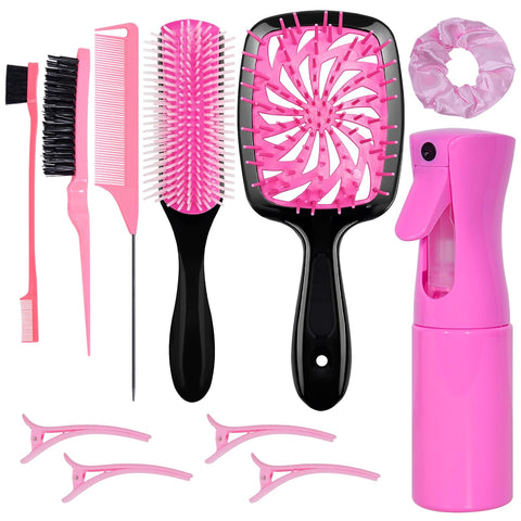 11-Piece Hair Brush Set with Detangling Brush and Hair Spray Bottle