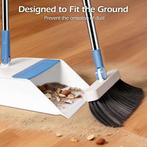 Broom and Dustpan Set,Almcmy Long Handle Broom Dustpan Combo with Floor
