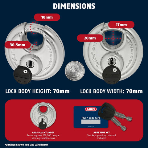 Abus 20/70mm Diskus Plus Padlock | 70mm