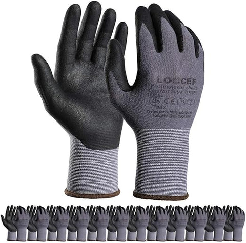 Safety Work Gloves MicroFoam Nitrile Coated-12 Pairs