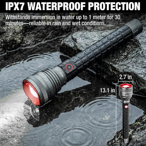 Arrow Rechargeable IPX7 Flashlight – 12000 Lumens