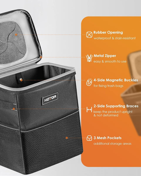 HOTOR Car Trash Can, Compact Waterproof Organizer