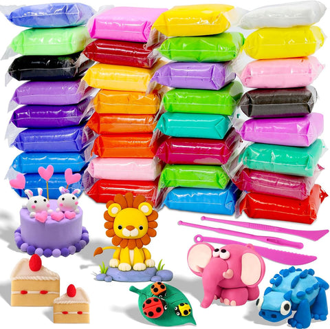 MuseLuxe Air Dry Clay Modeling Kit (32 Colors)