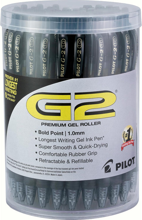 PILOT G2 Gel Pens – Black Ink (Tub of 48)