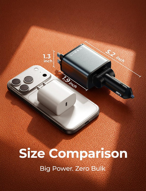 LISEN Retractable Car Charger, 84W Car Charger USB C Fast Charge